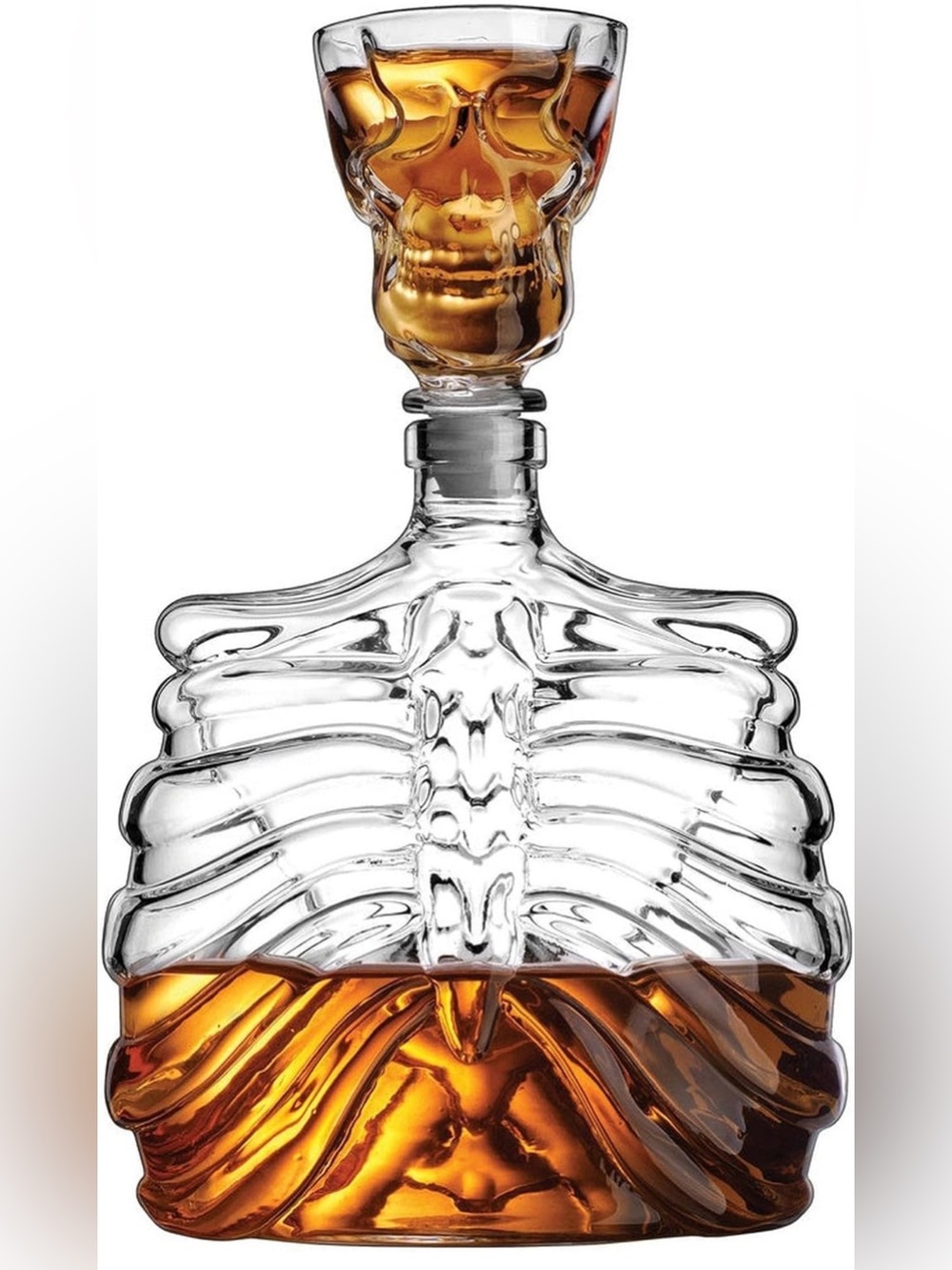 Godinger Clear Skull Decanter with Shot Glass Stopper 32oz